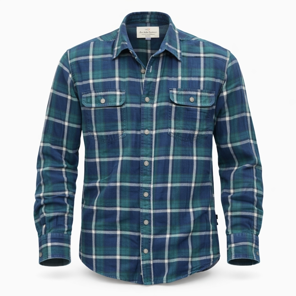 Marine Layer Green‎ & Blue Plaid Button-Down Shirt